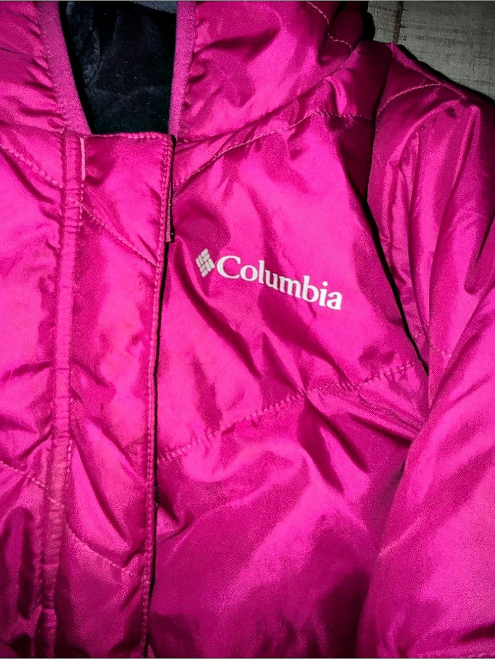 Columbia Girls XS Pink & Blue Hooded Puffer